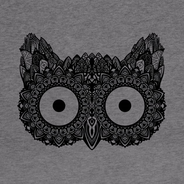 Mandala Owl Black by KiraVermillion